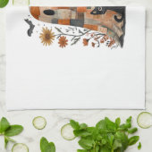 Patchwork Halloween Geest en Kat , Retro Griezelig Theedoek (Gevouwen)