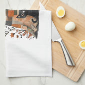 Patchwork Halloween Geest en Kat , Retro Griezelig Theedoek (Quarter Fold)