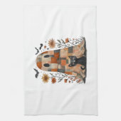 Patchwork Halloween Geest en Kat , Retro Griezelig Theedoek (Verticaal)