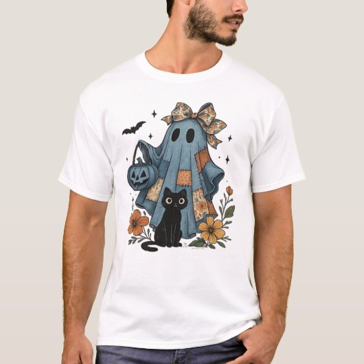 Patchwork Halloween Geest zwarte Kat Essential T-S T-shirt (Voorkant)