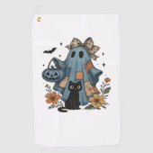 Patchwork Halloween Ghost Black Cat Essential T-Sh Golfhanddoek (Voorkant)