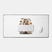 Patchwork Halloween Ghost en Cat, Retro Spooky F Bureaumat (Keyboard & Muis)