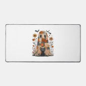 Patchwork Halloween Ghost en Cat, Retro Spooky F Bureaumat (Voorkant)