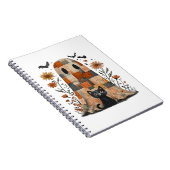 Patchwork Halloween Ghost en Cat, Retro Spooky F Notitieboek (Rechterzijde)