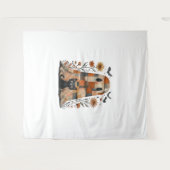 Patchwork Halloween Ghost en Cat, Retro Spooky F Wandkleed (Voorkant (horizontaal))