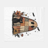Patchwork Halloween Ghost zwarte kat Essential T-S Fleece Deken (Voorkant (Horizontaal))