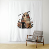 Patchwork Halloween Ghost zwarte kat Essential T-S Wandkleed (In situ)