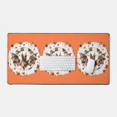 Patchwork Halloween-vleermuis in herfstkleuren Bureaumat (Keyboard & Muis)