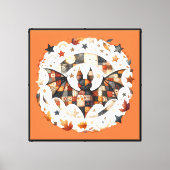 Patchwork Halloween-vleermuis in herfstkleuren Canvas Afdruk (Voorkant)