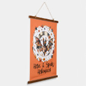 Patchwork Halloween-vleermuis in herfstkleuren Hangend Wandkleed (Gebogen)