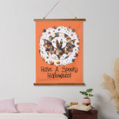 Patchwork Halloween-vleermuis in herfstkleuren Hangend Wandkleed (Slaapkamer)