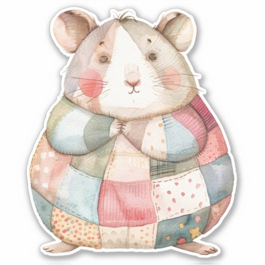 Patchwork Hamster Sticker (Voorkant)