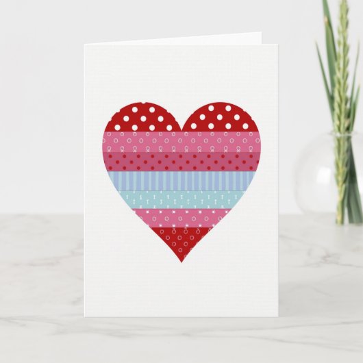 Patchwork Hart Liefdeskaart Kaart (Voorkant)