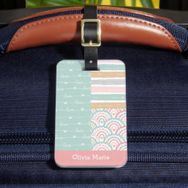 Patchwork Hart Regenboog Pastel Kinder Bagagelabel