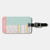 Patchwork Hart Regenboog Pastel Kinder Bagagelabel (Voorkant horizontaal)