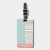 Patchwork Hart Regenboog Pastel Kinder Bagagelabel (Voorkant verticaal)