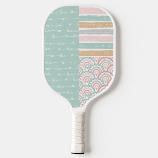Patchwork hart regenboog pastel - Pickleball Paddl Pickleball Paddle (Achterkant)