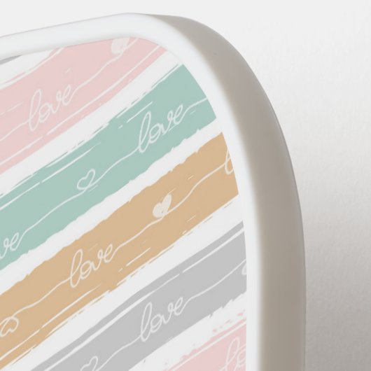 Patchwork hart regenboog pastel - Pickleball Paddl Pickleball Paddle (Links Detail)