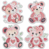 Patchwork Hart Teddyberen Stickers (Voorkant)