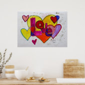 Patchwork harten kunstliefdeskunst Poster afdrukke (Keuken)