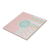 Patchwork Harten Regenbogen - Monogram Keramische  Tegeltje (Zijkant)