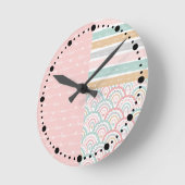 Patchwork Harten Regenbogen Pastel Roze Wandklok (Hoek)