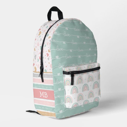 Patchwork harten regenboog meisjes rugzak (Achterkant Hoek Links)