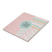 Patchwork Harten Regenboog Monogram Keramische Teg Tegeltje (Zijkant)