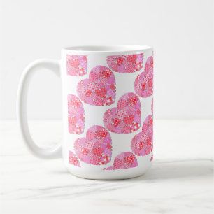 Patchwork Harten witte koffie Mok