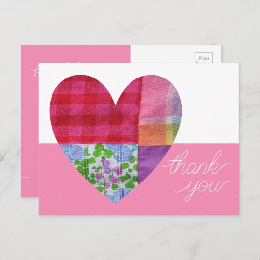 Patchwork Heart Dank je Briefkaart (Voorkant / Achterkant)