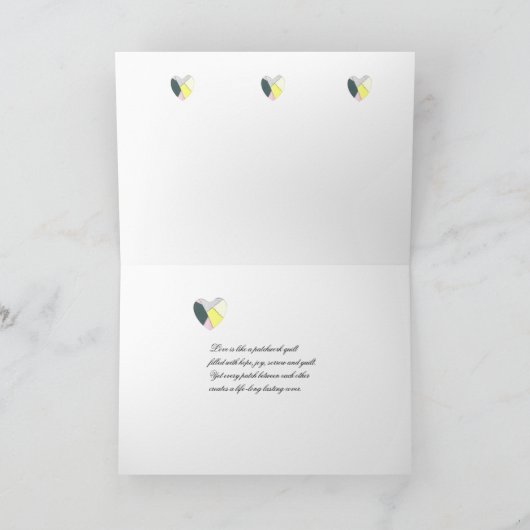 Patchwork Heart I Love You Valentijn Feestdagen Kaart (Binnen)