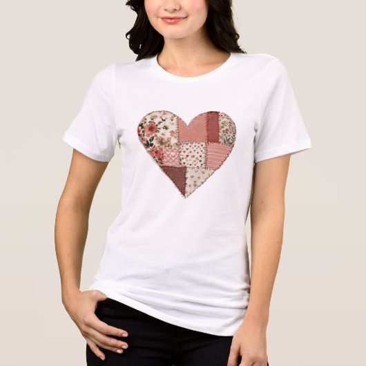 Patchwork Heart Valentine Tri-Blend Shirt (Voorkant)