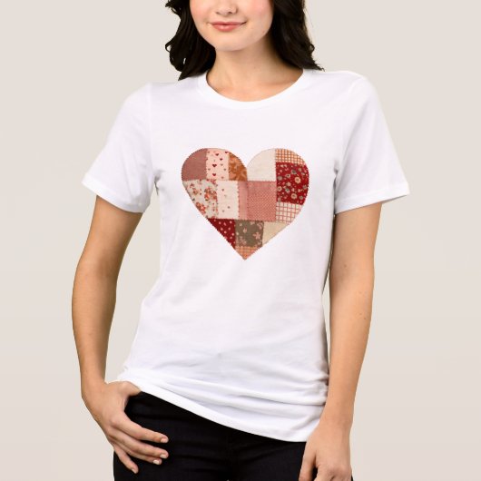 Patchwork Heart Valentine Tri-Blend Shirt (Voorkant)