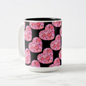 Patchwork Hearts Black Coffee Mok (Voorkant links)