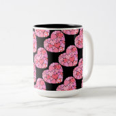 Patchwork Hearts Black Coffee Mok (Voorkant rechts)