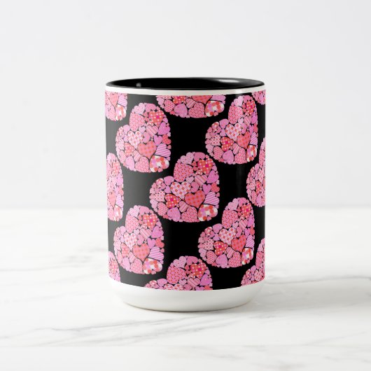Patchwork Hearts Black Coffee Mok (Center)