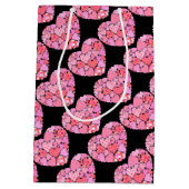 Patchwork Hearts Black Gift Bag Medium Cadeauzakje (Achterkant)