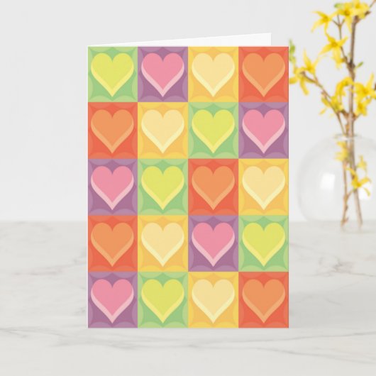 Patchwork Hearts Moederdag Kaart (Gele Bloem)