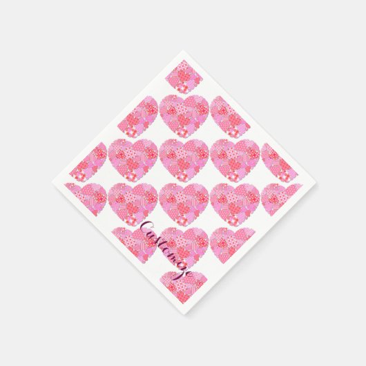 Patchwork Hearts White Napkins Servetten (Hoek)
