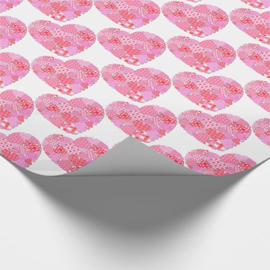 Patchwork Hearts White Wrapping Paper Cadeaupapier (Hoek)
