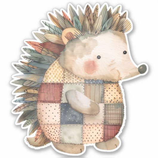 Patchwork Hedgehog Sticker (Voorkant)
