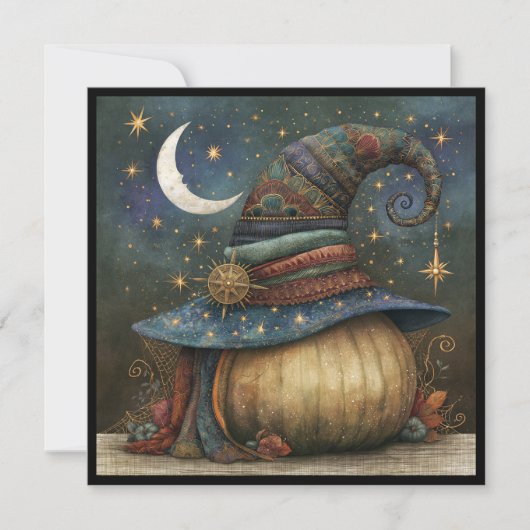 Patchwork Heksenhoed Halloween Feest Uitnodiging (Voorkant)