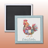 Patchwork Hen en Blue Polka Dots Magneet