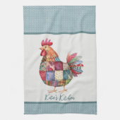 Patchwork Hen en Blue Polka Dots Theedoek (Verticaal)