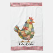 Patchwork Hen en Red Gingham Theedoek (Verticaal)
