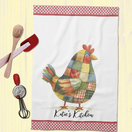 Patchwork Hen en Red Gingham Theedoek