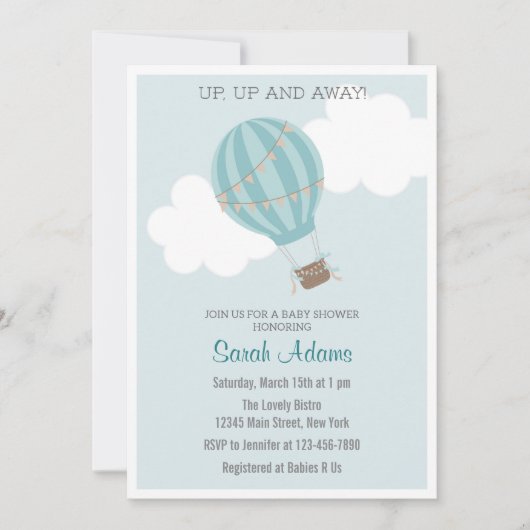 Patchwork hete luchtballon Baby shower uitnodiging (Voorkant)