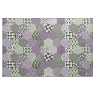 Patchwork Hexagons Lavender and Sage Stof