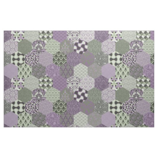 Patchwork Hexagons Lavender and Sage Stof (Fat Quarter)