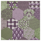 Patchwork Hexagons Paars en Green Stof (Swatch)
